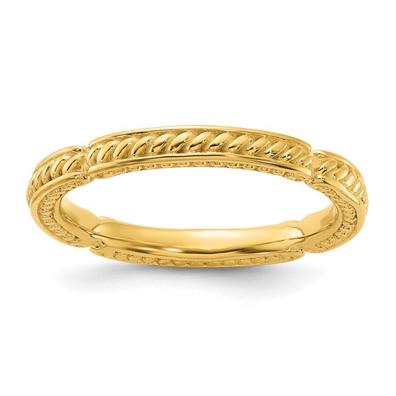 Sterling Silver Stackable Expressions Gold-plated Textured Ring