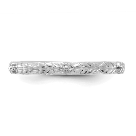 Sterling Silver Stackable Expressions Rhodium-plated Textured Flowers Ring