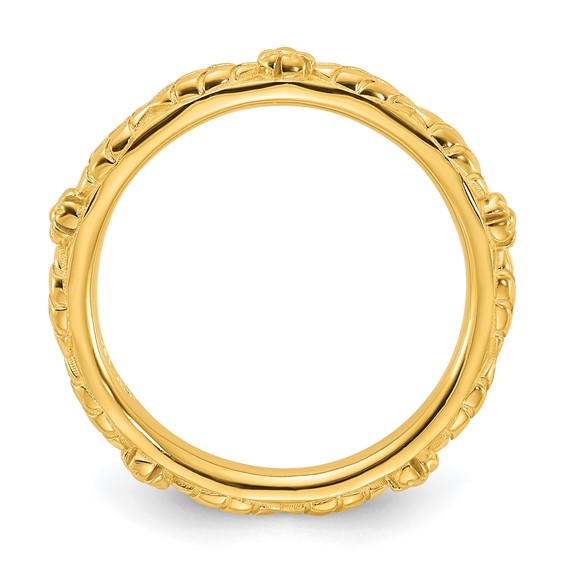 Sterling Silver Stackable Expressions Gold-plated Textured Flowers Ring