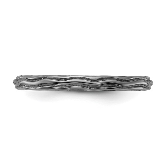 Sterling Silver Stackable Expressions Black Rhodium Wave Design Ring