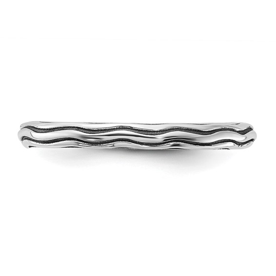 Sterling Silver Stackable Expressions Oxidized Wave Design Ring