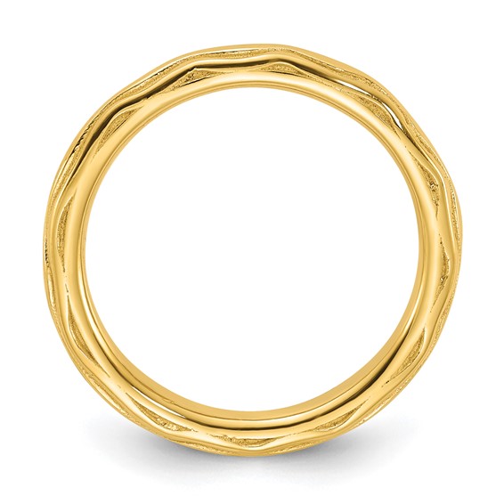 Sterling Silver Stackable Expressions Gold-plated Wave Design Ring