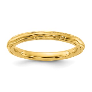Sterling Silver Stackable Expressions Gold-plated Wave Design Ring
