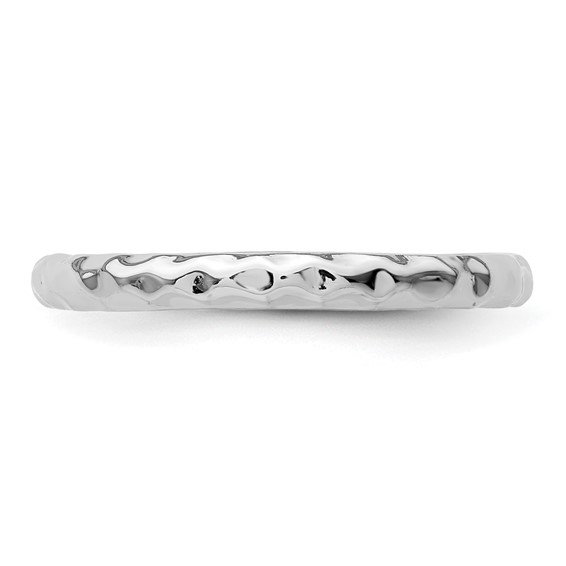 Sterling Silver Stackable Expressions Rhodium Hammered Ring