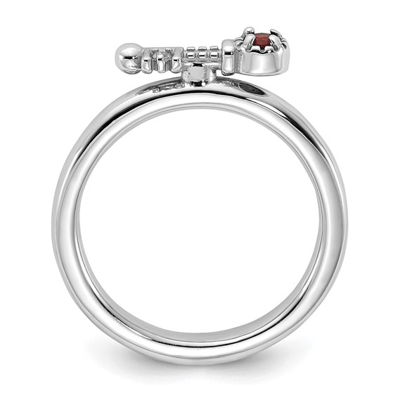 Sterling Silver Stackable Expressions Gemstone+White Topaz Key Rings