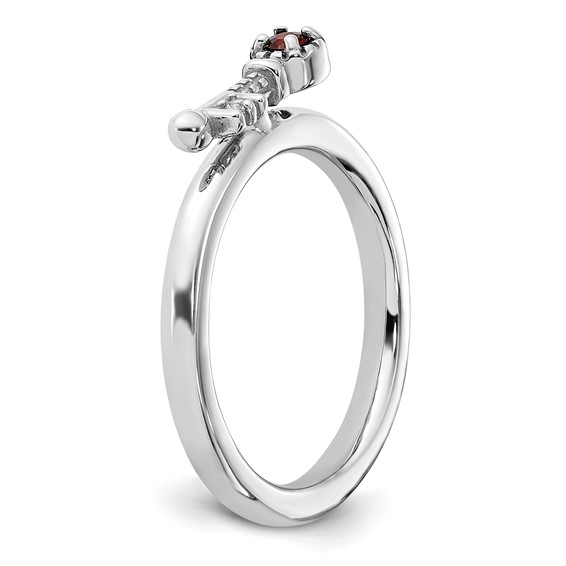 Sterling Silver Stackable Expressions Gemstone+White Topaz Key Rings