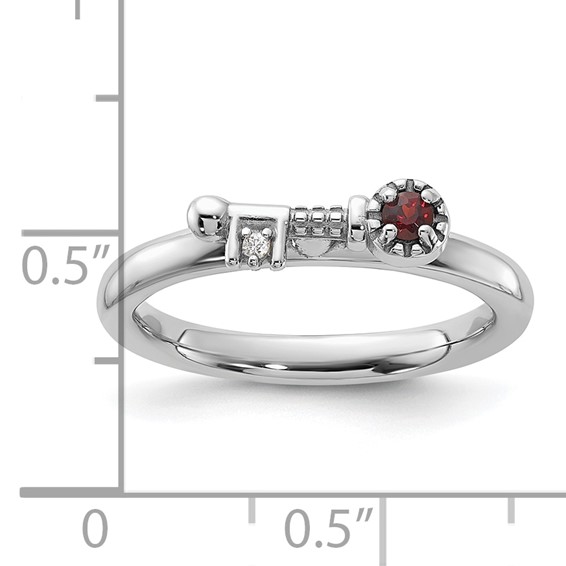 Sterling Silver Stackable Expressions Gemstone+White Topaz Key Rings