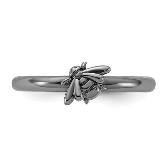 Sterling Silver Stackable Expressions Black Rhodium Bee Ring