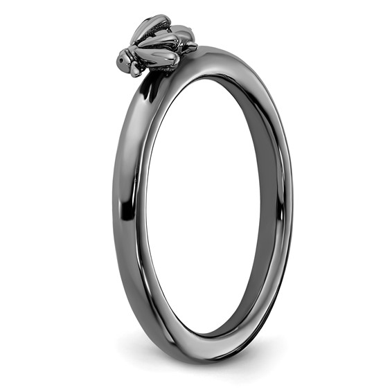 Sterling Silver Stackable Expressions Black Rhodium Bee Ring