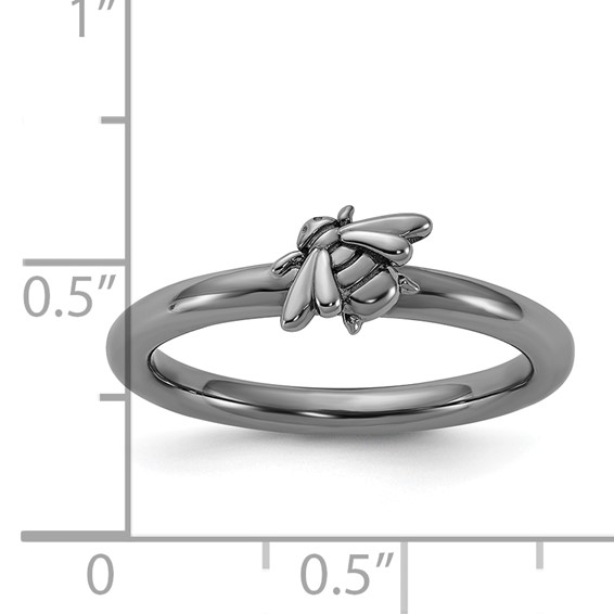 Sterling Silver Stackable Expressions Black Rhodium Bee Ring