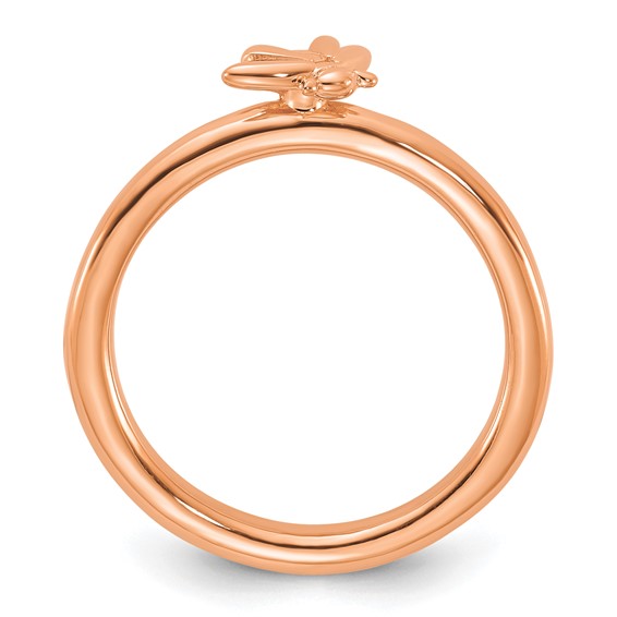 Sterling Silver Stackable Expressions Rose Gold-plated Bee Ring