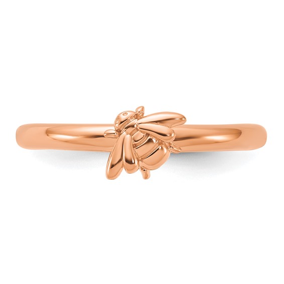 Sterling Silver Stackable Expressions Rose Gold-plated Bee Ring