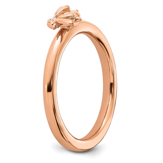 Sterling Silver Stackable Expressions Rose Gold-plated Bee Ring