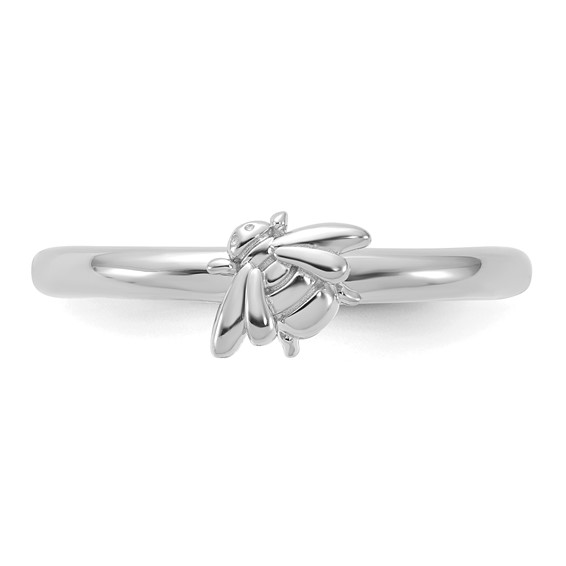 Sterling Silver Stackable Expressions Rhodium-plated Bee Ring