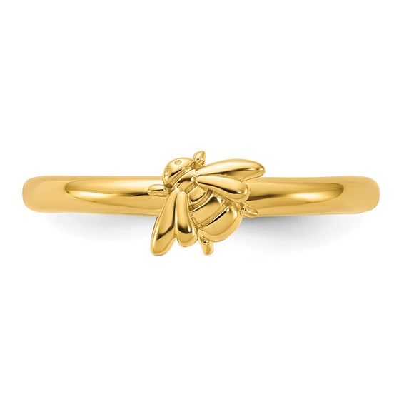 Sterling Silver Stackable Expressions Gold-plated Bee Ring