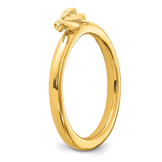 Sterling Silver Stackable Expressions Gold-plated Bee Ring