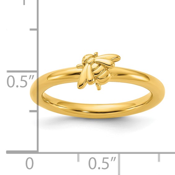 Sterling Silver Stackable Expressions Gold-plated Bee Ring