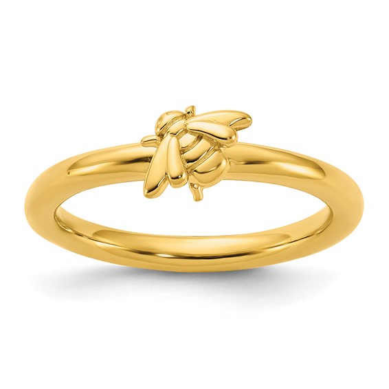 Sterling Silver Stackable Expressions Gold-plated Bee Ring