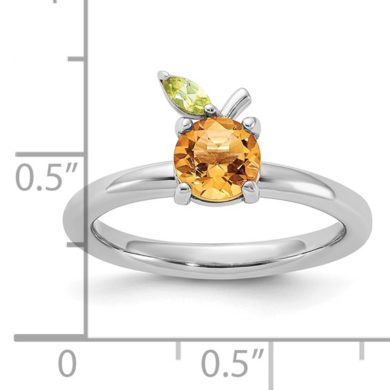Sterling Silver Stackable Expressions RH-plated Citrine Peridot Orange Ring