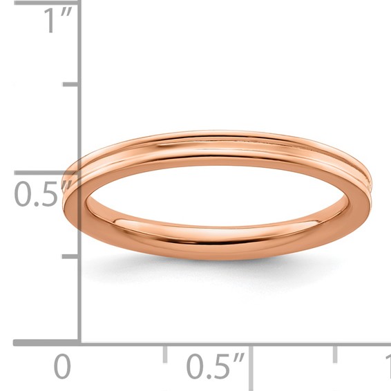 Sterling Silver Stackable Expressions Pink-plated Grooved Ring