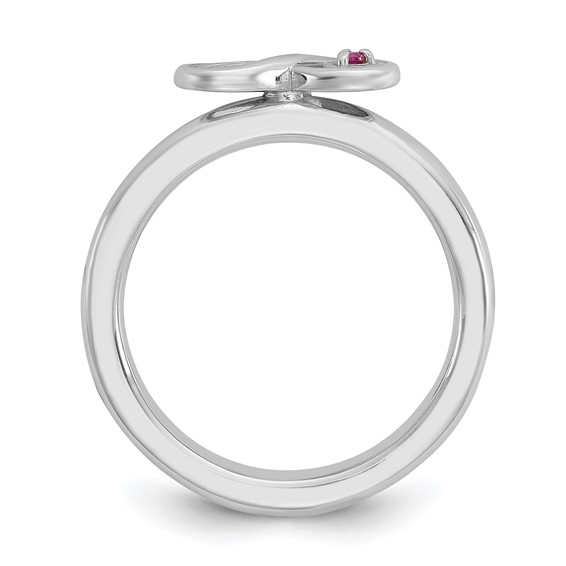 Sterling Silver Stackable Expressions Rh-plated Cr.Ruby Infinity/Wing Ring