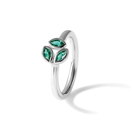 Sterling Silver Stackable Expressions Rhod-plated Created Emerald Ring