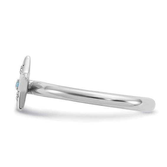 Sterling Silver Stackable Expressions Rh-plated Blue/White Topaz Star Ring