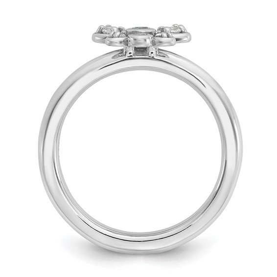 Sterling Silver Stackable Expressions Rh-plated Blue/White Topaz Butterfly