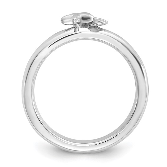 Sterling Silver Stackable Expressions Rh-plated Starfish and Shell Ring