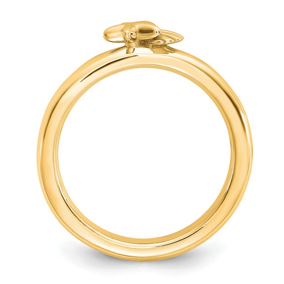 Sterling Silver Stackable Expressions Gold-plated Starfish/Shell Ring