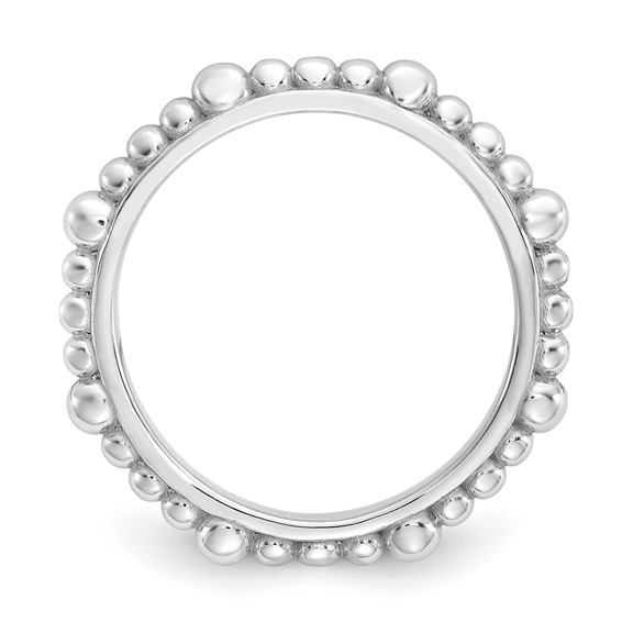 Sterling Silver Stackable Expressions Rhodium-plated Beaded Ring