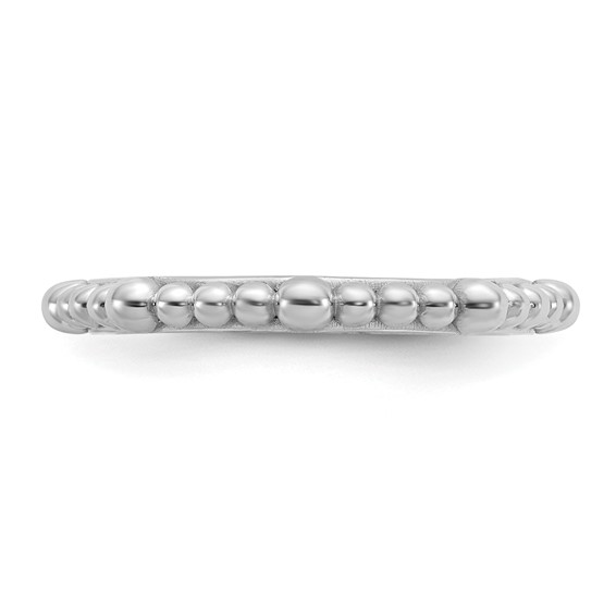 Sterling Silver Stackable Expressions Rhodium-plated Beaded Ring