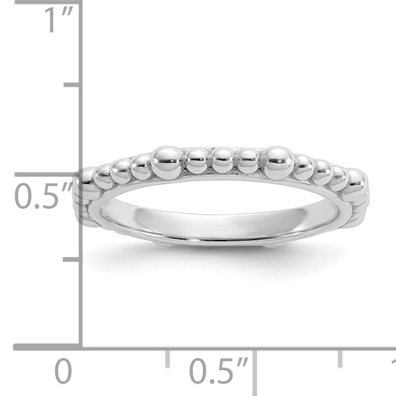 Sterling Silver Stackable Expressions Rhodium-plated Beaded Ring
