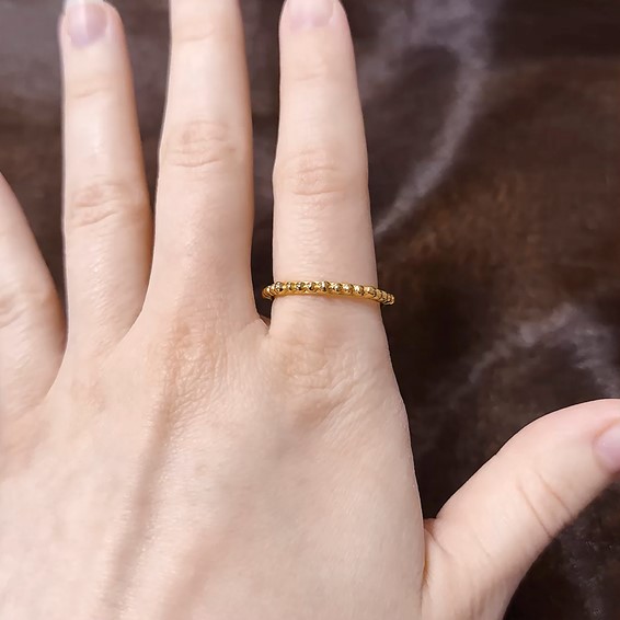 Sterling Silver Stackable Expressions Gold-plated Beaded Ring