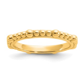 Sterling Silver Stackable Expressions Gold-plated Beaded Ring