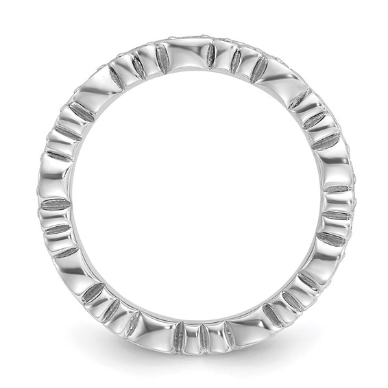 Sterling Silver Stackable Expressions Rhod-plated Swirl Design Ring