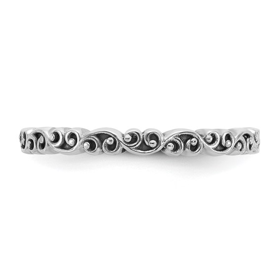 Sterling Silver Stackable Expressions Antiqued Swirl Design Ring