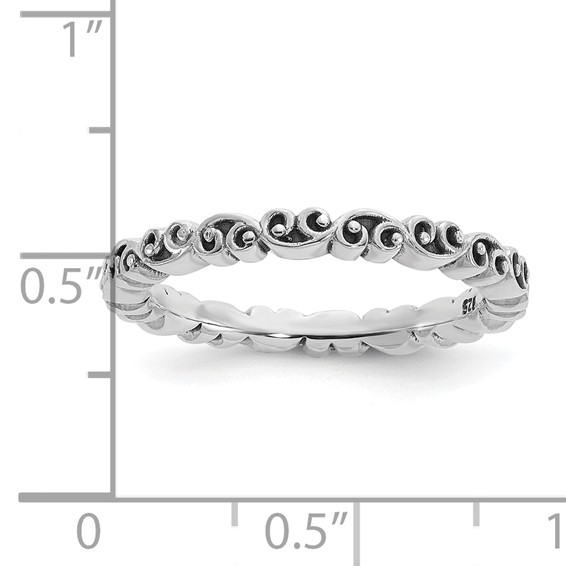 Sterling Silver Stackable Expressions Antiqued Swirl Design Ring