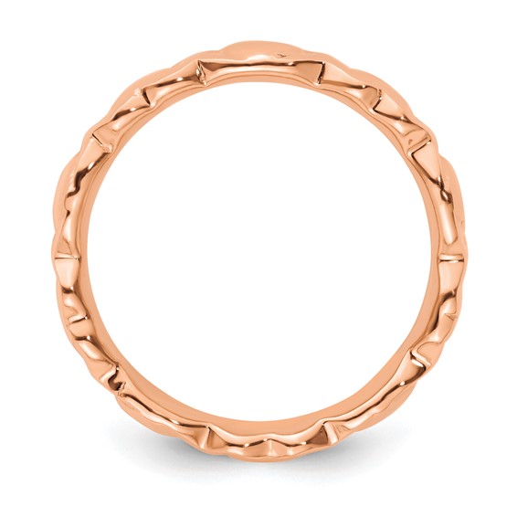 Sterling Silver Stackable Expressions Pink-plated Hearts Ring