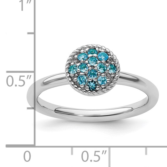 Sterling Silver Stackable Expressions Blue Topaz Rhodium Ring