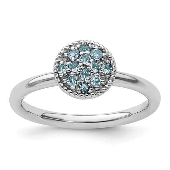 Sterling Silver Stackable Expressions Blue Topaz Rhodium Ring