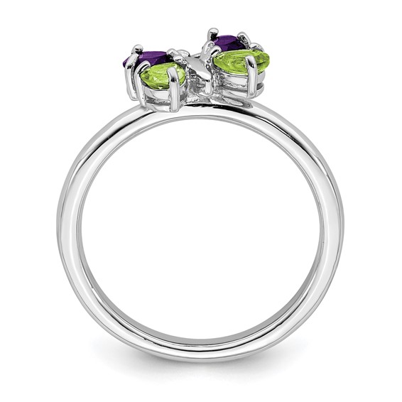 Sterling Silver Stackable Expressions Gemstone Butterfly Rings