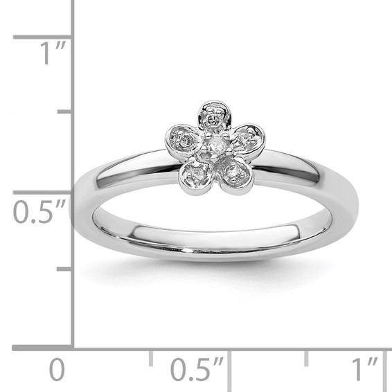 Sterling Silver Stackable Expressions Flower Diamond Ring