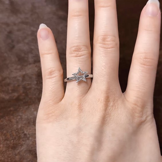 Sterling Silver Stackable Expressions Star Diamond Ring