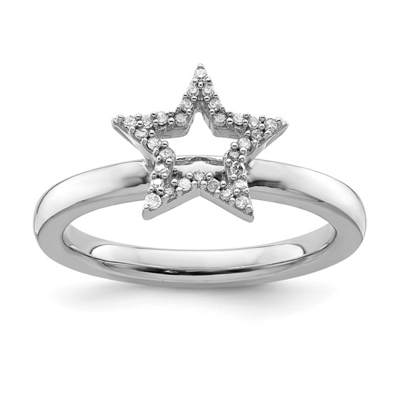 Sterling Silver Stackable Expressions Star Diamond Ring