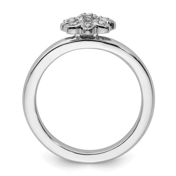 Sterling Silver Stackable Expressions Fleur De Lis Diamond Ring