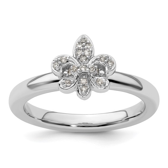 Sterling Silver Stackable Expressions Fleur De Lis Diamond Ring