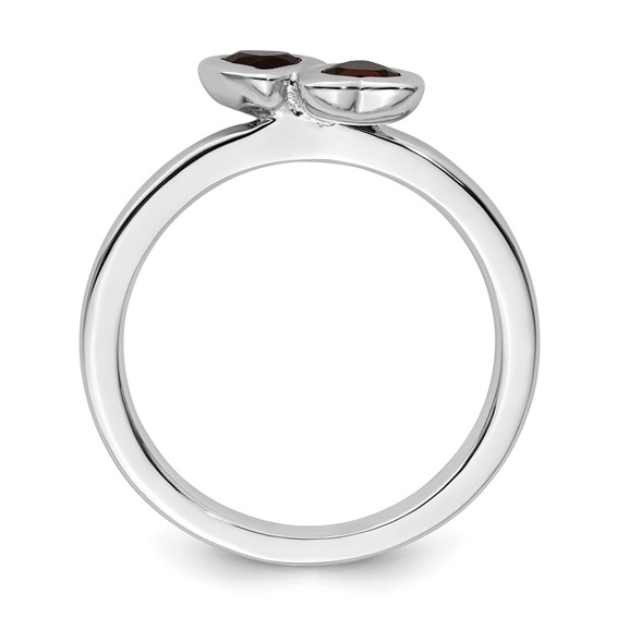 Sterling Silver Stackable Expressions Gemstone Double Heart Ring