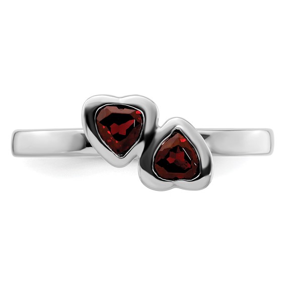 Sterling Silver Stackable Expressions Gemstone Double Heart Ring