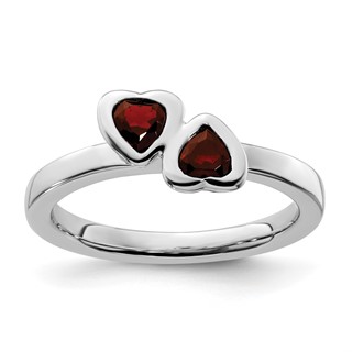 Sterling Silver Stackable Expressions Gemstone Double Heart Ring